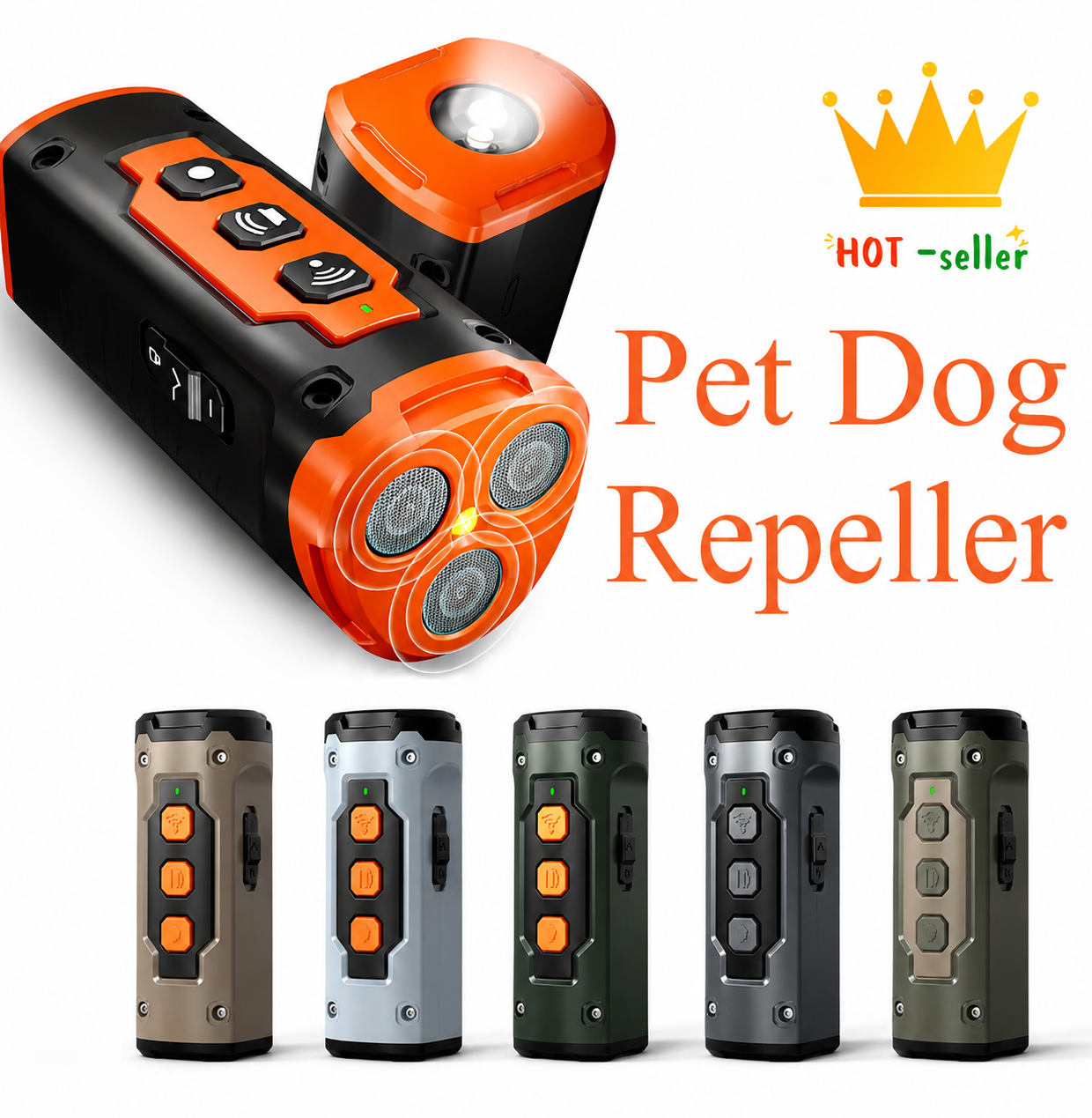 SonicPaw™️3-Head Ultrasonic Dog Bark Deterrent with LED Flashlight